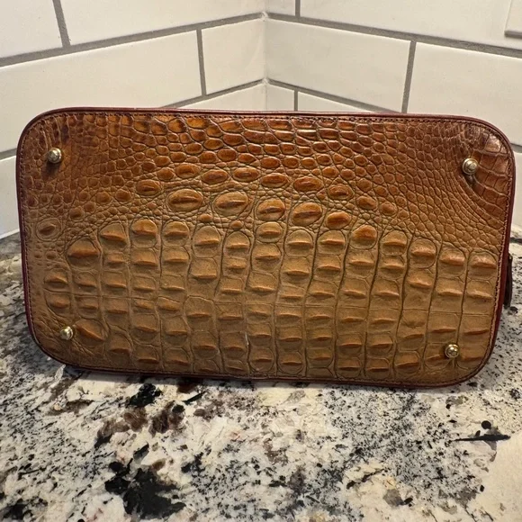 Brahmin Tan Melbourne Collection Croc Embossed Alma Handbag - Picture 10 of 17